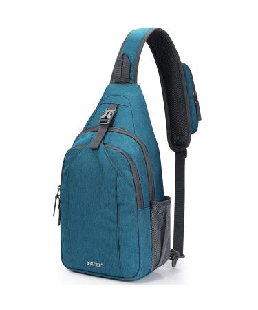 G4Free breast pocket shoulder backpack sling bags light sling backpacks for men ladies to hike cycling trekking navy blue
