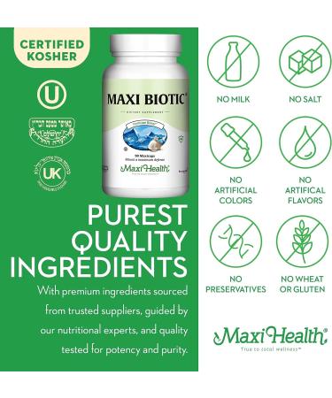Maxi Health Maxi Biotic Aged Garlic Extract Capsules (90 Count) with Spirulina, Echinacea, Oregano, and Enzymax | Antioxidant Garlic Supplement - 90 Count - Buy Online on GoSupps.com