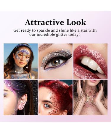 8 Pieces Body Glitter Gel Set - Chunky Mermaid Sequins for Face Hair Lips & Nails | Festival Makeup Essentials - Buy Online on GoSupps.com