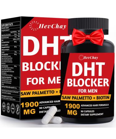 DHT Blocker for Men | Extra Strength Saw Palmetto & Biotin Hair Growth Supplement - Hair Growth Vitamins - Hair Regrowth - Natural Hair Loss Supplements for Men - Proprietary Herbal Blends,1 Pack 90 Count (Pack of 1)