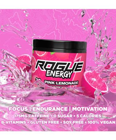 Rogue Energy Drink Powder - Sugar & Gluten Free Gaming Supplement for Focus - Pink Lemonade 30 Servings - Boost Your Energy for Long Hours - Buy Online on GoSupps.com