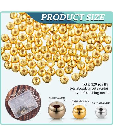 Skylety 120pc Fly Tying Beads w/ Plastic Box - Tungsten Round Ball Head Fly Tying Materials in Black Nickel, Gold, Silver - 3.0mm, 2.5mm, 2.0mm - Buy Online on GoSupps.com