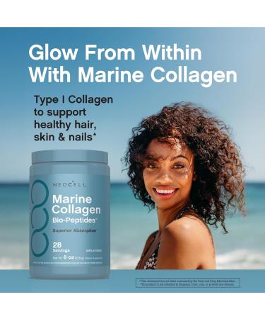 NeoCell Marine Collagen Peptides Powder | 8 oz | Unflavored | Superior Absorption | Hair Skin & Nails Supplement - Buy Online on GoSupps.com