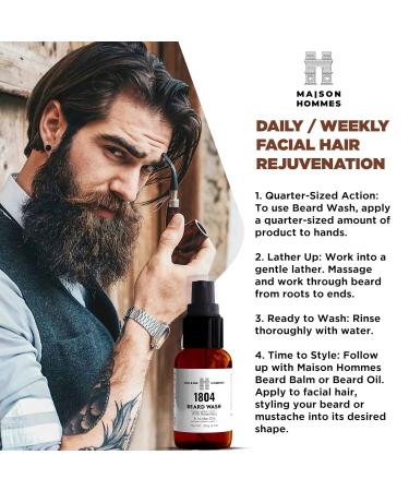 Beard Wash with Organic Jojoba & Rosemary Oil | Softens & Conditions for Grooming | Best Beard Care Product for Growth & Moisture - Buy Online on GoSupps.com