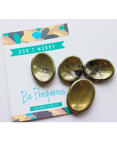 Golden Pyrite Crystal Worry Thumb Stone for Spiritual Stress Relief - Healing Energy, Reiki, Chakra Meditation Gift - Buy Online on GoSupps.com