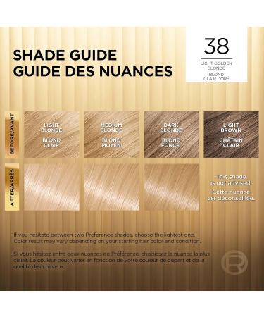 L Or al Paris Superior Preference 9 weeks of Luminous Fade-Defying Permanent Hair Dye 38 Light Golden Blonde 100% Grey Coverage 1 Hair Dye Kit (Packaging May Vary) Light Golden Blonde 1 Count ( Pack Of 1 ) - Buy Online on GoSupps.com