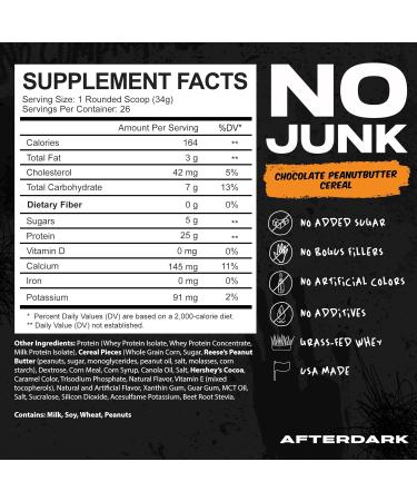 AFTERDARK AfterBites Whey Protein Powder 25g Protein 4.5g BCAA s Easy Dissolving No Artificial Colors or Fillers Isolate Protein USA Made 26 Servings Chocolate Peanut Butter Cereal Chocolate PB Cereal - Buy Online on GoSupps.com