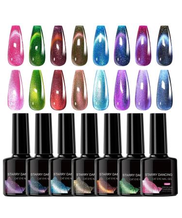 Magnetic - 8 Bottles of Magnetic Glitter Gel Long-Lasting Finishing Manicure Accessories for Women and Girls