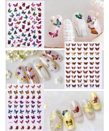 TOROKOM 12 Sheets Butterfly Nail Art Stickers | 3D Self-Adhesive Butterfly Designs for DIY Nail Manicure | Colorful Laser Nail Decals Supplies - Buy Online on GoSupps.com