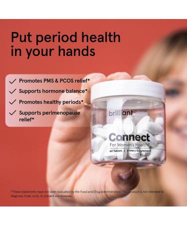 Brilliant Connect Period Health Supplement Natural Relief for Cramps Fatigue & Irregular Periods Hormone Balance Support (60 Tablets - Buy Online on GoSupps.com