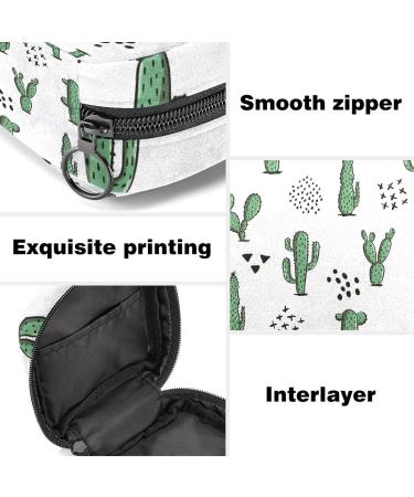 Stylish Menstruation Pad Bag with Zipper - Abstract Geometry & Cactus Design - Ideal Women's Collecting Bag for Menstrual Products - Buy Online on GoSupps.com