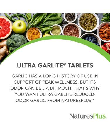NaturesPlus Ultra Garlite 1000mg Sustained Release Tablets - 90 Vegetarian Servings - Buy Online on GoSupps.com