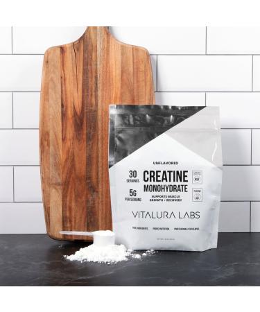 Vitalura Labs Pure Creatine Monohydrate - Unflavored Creatine Powder for Muscle Growth & Recovery - NSF Content Certified - 30 Servings