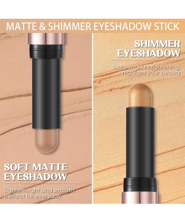FOCALLURE 2PCS Eyeshadow Stick Set - Shimmer & Matte Cream, Long Lasting Waterproof Formula With Blending Brush - Lazy Afternoon - Buy Online on GoSupps.com