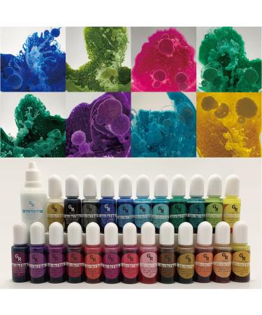 Alcohol Ink Set -25 Color Alcohol Inks, 1 Ounce White Alcohol Ink and 0.35 Ounces Metallic Gold Alcohol Ink for Resin Art, Fluid Art,Resin Craft,Resin Petri Dish, Yupo,Tumbler