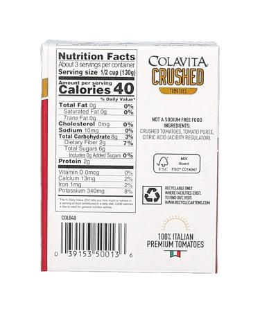 Colavita Premium Italian Crushed Tomatoes - 4 Pack 13.76 oz Eco-Friendly Tetra Cart - Non-GMO - Buy Online on GoSupps.com