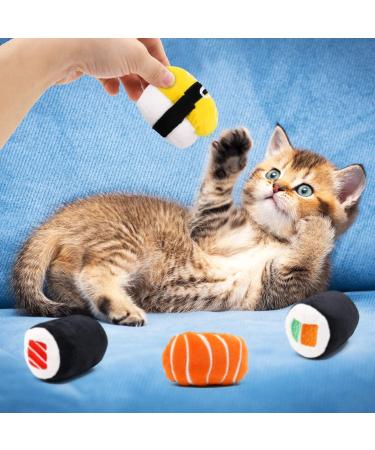 CiyvoLyeen 6 Pack Sushi Cat Toys with Catnip | Interactive Plush Gift for Cats | Teeth Cleaning Chew Toys for Kittens | Boredom Relief and Fun Bite Supplies - Buy Online on GoSupps.com