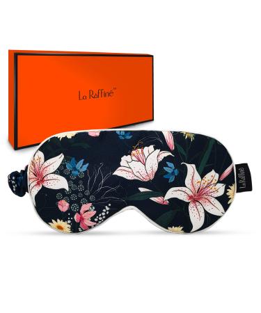 Sleep Mask for Women Eye Mask for Sleeping Blindfold Block Out Light and Relieves Dry Eyes with Extra Gel Beads Pad Super Smooth and Flower Patterns Lily
