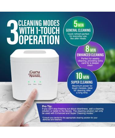 GuruNanda Retainer & Aligner Cleaning Pod for Retainers Dentures Mouthguards Aligners & Jewelry 3 Modes 45kHz Ultrasonic Retainer Cleaner 190 ml capacity - Buy Online on GoSupps.com