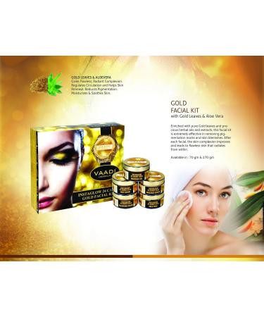 Vaadi Herbals Gold Facial Kit - 24 Carat Gold Leaves & Natural Ingredients | 270g - Anti-Aging & Radiant Skin - Buy Online on GoSupps.com