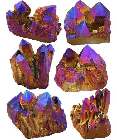 Buy Kyeygwo Natural Mountain Crystal Titanium Coated Quartz Cluster - Irregular Violet Healing Reiki Stone for Home D cor | 60x34x12mm - 98x78x60mm - Buy Online on GoSupps.com