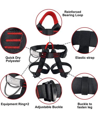 NewDoar Climbing Harness - Half Body Mountaineering Rock Climbing Gear for Rappelling, Rescuing & Tree Climbing - Black - Buy Online on GoSupps.com
