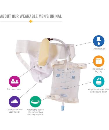 DMI Men's Portable Urinal with Elastic Waistband and Collection Bag - Holds 20 oz, Reusable - FSA & HSA Eligible - Buy Online on GoSupps.com