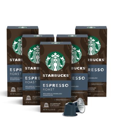 Starbucks by Nespresso Dark Roast Espresso (50-count single serve capsules, compatible with Nespresso Original Line System) Espresso Dark Roast 10 Count (Pack of 5)