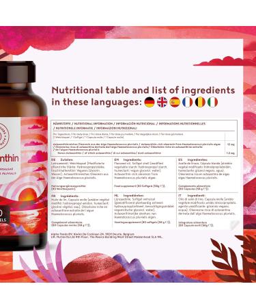Astaxanthin 1.2mg Antioxidant Softgels with Linseed Oil - 80 Count Vegan Supplement - Alpha Foods - Buy Online on GoSupps.com