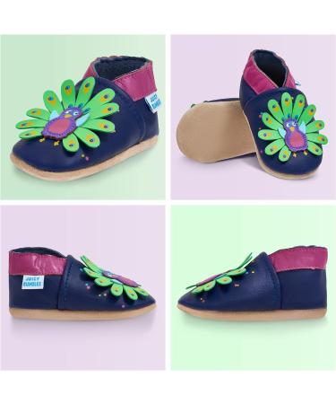 Soft Sole Baby Shoes for Boys and Girls | Leather Toddler Walking Shoes 0-6 Months | Peacock Design - Buy Online on GoSupps.com