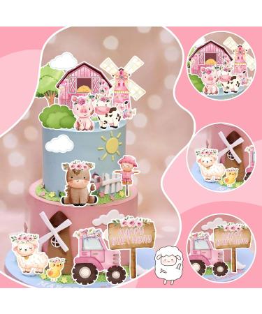 MEMOVAN Farm Cake Toppers 14pcs Farm Animal Chicken Sheep Pig Cow Cupcake Topper Picks Farm Cow Cake Decorations for Barnyard Farm Cow Birthday Baby Shower Party - Buy Online on GoSupps.com