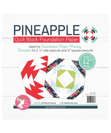 It's Sew Emma Quilt Block Foundation Paper-12 Pineapple -ISE755
