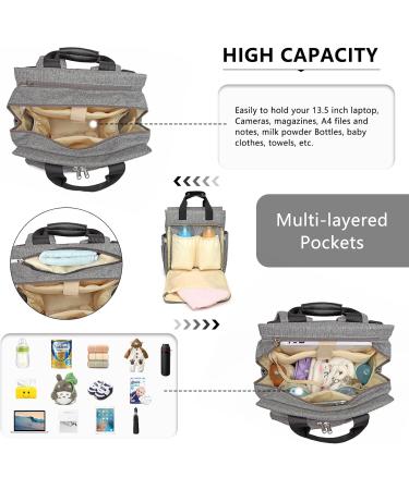 KONO Diaper Backpack - Multifunctional Baby Bag for Mom & Dad (Gray) | Large Capacity Changing Bag for Travel Shop Now! - Buy Online on GoSupps.com