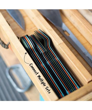 MAGWARE Magnetic Camping Utensils Set - Portable Metal Travel Flatware with Case | Camping Cutlery Set with Knife, Fork & Spoon | Reusable Utensils for Camping, Picnic, Office & Kid's Lunchbox - Green - Buy Online on GoSupps.com