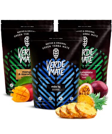 Venusti sp Z oo Fruity yerba mate set Yerba mate with fruits Verde Mate Green Mango & Maracuya Passion Fruit Mas IQ Brazilian yerba mate green Natural coffee Yerba mate tea 3x500g