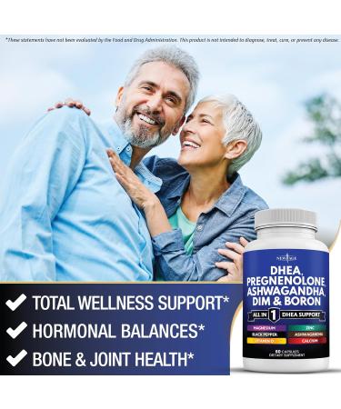 NEW AGE DHEA Supplement - Pregnenolone for Men & Women with DIM Ashwagandha Boron Calcium Magnesium Zinc Vitamin D3 5000iu - Support Capsules - 120 Count 60 Count (Pack of 2) - Buy Online on GoSupps.com