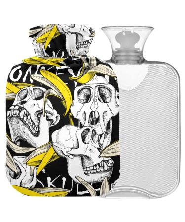 Naanle Banana Monkey Skull hot water bottle with cover Transparent hot water bottle 1L heat bottle for bed handfoot warmer pain relief heat and cold therapy