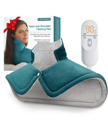 Heating Pad for Neck and Shoulder Pain Relief  Fathers Day Gifts from Daughter Wife Mom Women Men  2lb Electric Weighted Heating Pads 6 Heat Setting 2H Auto-Off Home Office 17x23inch Blue