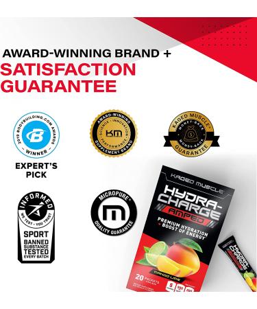 Kaged Muscle Hydra-Charge Amped Electrolyte Powder Packet - Watermelon (Caffeinated) 20 Servings - Buy Online on GoSupps.com