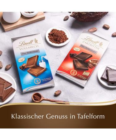 Lindt Chocolate Whole Milk No Added Sugar | 100g Gluten-Free Bar | Premium Chocolate Gift - Buy Online on GoSupps.com