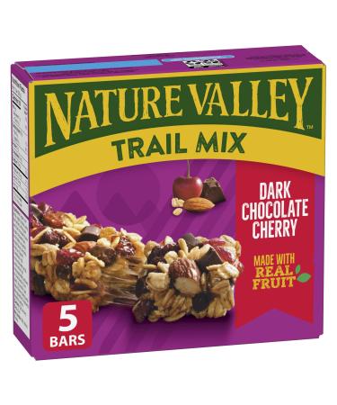 NATURE VALLEY Dark Chocolate Cherry Granola Bars Made with Whole Grains No Artificial Colours No Artificial Flavours Made with Real Fruit Dark Chocolate Chunks Pack of 5 Granola Bars