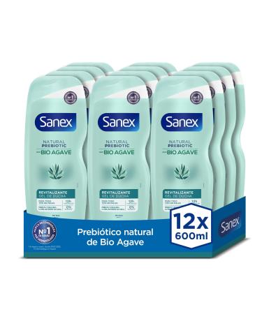 Sanex Sanex Natural Prebiotic Organic Agave Revitalizing Shower Gel Pack of 12 x 600 ml with natural prebiotic organic agave 12-hour hydration 92% natural origin* SLS-free**
