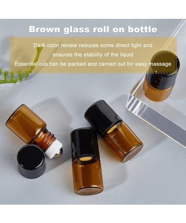 Benecreat 30 Pack Mini Brown Glass Roll-On Bottles with Black Caps | Essential Oil & Perfume Roller Set - Includes Funnels Opener Droppers & Stickers - Buy Online on GoSupps.com