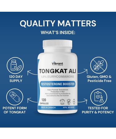 Tongkat Ali 1.5% Eurycomanone Testosterone Booster 200mg Longjack Standardized to Eurycomanone that Helps Promote Testosterone Production Third Party Tested Made In Canada 120 Capsules - Buy Online on GoSupps.com