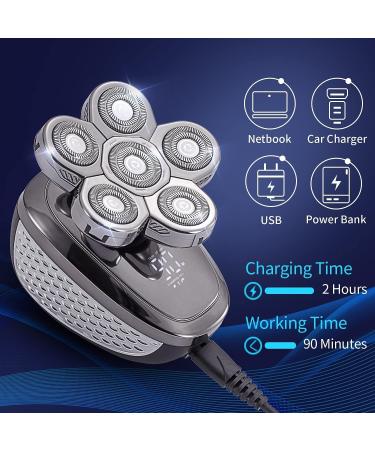 6 in 1 Smart Sensor Electric Shaver for Men - Rechargeable Bald Head Hair Trimmer with LCD Display & Floating Heads - Buy Online on GoSupps.com