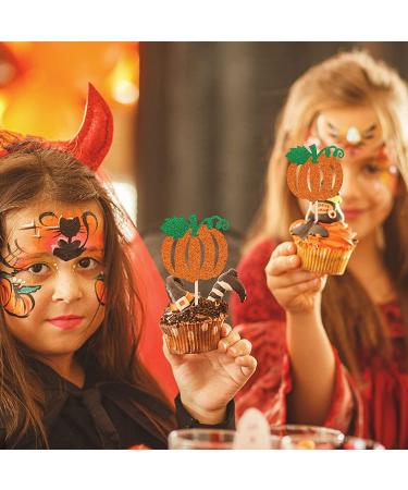 24 PCS Pumpkin Cupcake Toppers - Fall Theme Cake Picks for Baby Shower, Birthday, Thanksgiving, Halloween Party Decorations in Orange - Buy Online on GoSupps.com