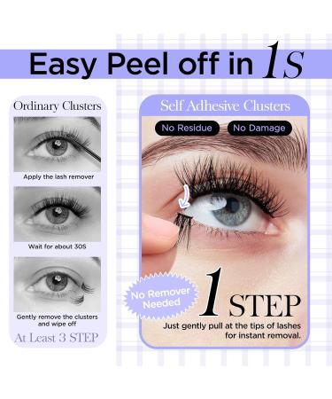BEYELIAN Self Adhesive Lash Clusters - D+ Curl Press-On No Glue DIY Lash Extensions 72 Pcs Reusable 10-16mm - Easy Home Application - Buy Online on GoSupps.com