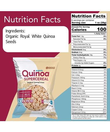 Awsum Snacks Quinoa SUPERCEREAL 6oz Bag - Vegan, Gluten-Free & Sugar-Free - Diabetic Kosher Healthy Snack - Puffed Quinoa Plain 6 Ounce - Buy Online on GoSupps.com