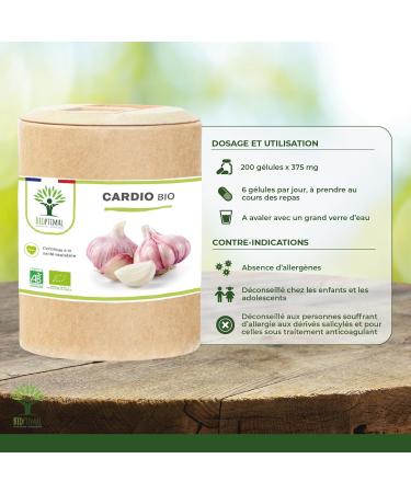 Cardio Bio - Bioptimal - Compl ment alimentaire - 4 plantes pour la Tension et la Circulation du Sang - Ail Aub pine Olivier Reine des Pr s - Fabriqu en France - Certifi par Ecocert - 200 g lules 200 unit (Lot de 1) - Buy Online on GoSupps.com