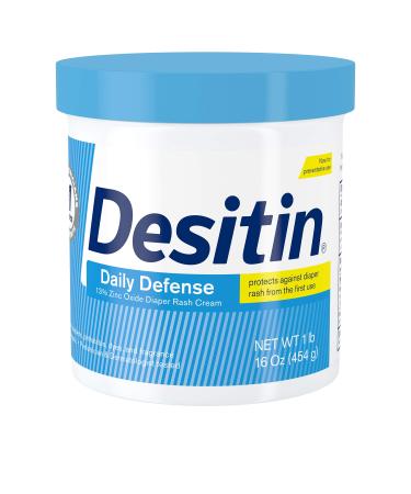 Desitin Daily Defense Baby Diaper Rash Cream with Zinc Oxide to Treat Relieve & Prevent diaper rash Hypoallergenic Dye- Phthalate- & Paraben-Free 16 oz (Pack of 2)